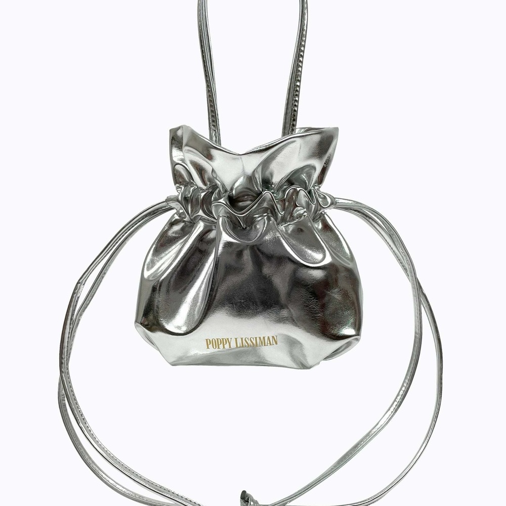 Metallic Silver Mini Drawstring Bag - image 2